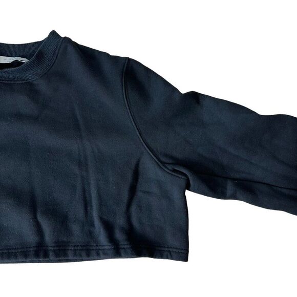 7115 By Szeki Cropped Sweater Women's Black Medium Cotton Artful Elevated Basic - Picture 5 of 12